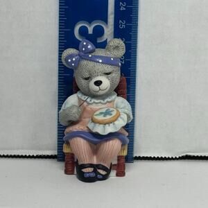 Vintage Bronson Collectibles Flawed Bear Sitting in Chair Embroidering Rare BC